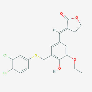molecular formula C20H18Cl2O4S B008801 (3E)-3-[[3-[(3,4-dichlorophenyl)sulfanylmethyl]-5-ethoxy-4-hydroxyphenyl]methylidene]oxolan-2-one CAS No. 107788-13-6