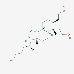 molecular formula C27H50O2 B088017 2-[(3R,3aR,5aS,6S,7S,9aR,9bS)-6-(2-hydroxyethyl)-3a,6-dimethyl-3-[(2R)-6-methylheptan-2-yl]-2,3,4,5,5a,7,8,9,9a,9b-decahydro-1H-cyclopenta[a]naphthalen-7-yl]ethanol CAS No. 14124-56-2