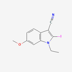 molecular formula C12H11IN2O B8801819 1-ethyl-2-iodo-6-methoxy-1H-indole-3-carbonitrile CAS No. 876742-86-8
