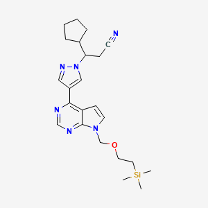 3-cyclopentyl-3-(4-(7-((2-(trimethylsilyl)ethoxy)methyl)-7H-pyrrolo[2,3-d]pyrimidin-4-yl)-1H-pyrazol-1-yl)propanenitrile