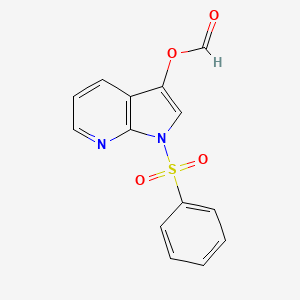 molecular formula C14H10N2O4S B8802485 1H-Pyrrolo[2,3-B]pyridin-3-OL, 1-(phenylsulfonyl)-, 3-formate 