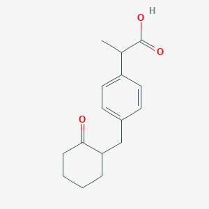 molecular formula C16H20O3 B8803104 2-(4-((2-Oxocyclohexyl)methyl)phenyl)propanoic acid CAS No. 68767-16-8