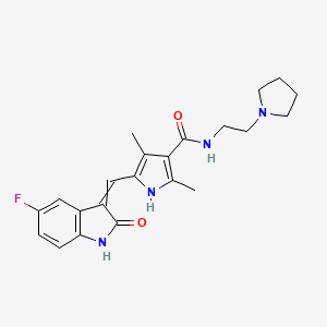 molecular formula C22H25FN4O2 B8804215 5-(5-Fluoro-2-oxo-1,2-dihydro-indol-3-ylidenemethyl)-2,4-dimethyl-1H-pyrrole-3-carboxylic acid (2-pyrrolidin-1-yl-ethyl)-amide 