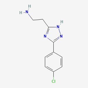 molecular formula C10H11ClN4 B8804709 2-(3-(4-chlorophenyl)-1H-1,2,4-triazol-5-yl)ethanamine 