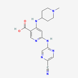molecular formula C17H19N7O2 B8804723 6-((5-Cyanopyrazin-2-yl)amino)-4-((1-methylpiperidin-4-yl)amino)nicotinic acid 