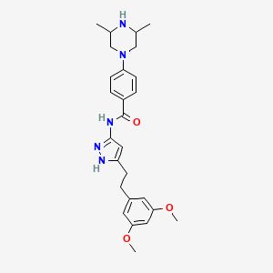 N-[5-[2-(3,5-Dimethoxyphenyl)ethyl]-2H-pyrazol-3-yl]-4-(3,5-dimethylpiperazin-1-yl)benzamide