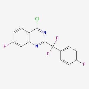 molecular formula C15H7ClF4N2 B8806082 4-Chloro-2-(difluoro(4-fluorophenyl)methyl)-7-fluoroquinazoline 