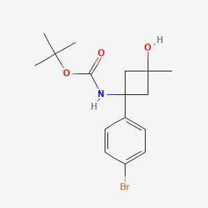 tert-butyl N-[trans-1-(4-bromophenyl)-3-hydroxy-3-methylcyclobutyl]carbamate