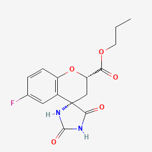 molecular formula C15H15FN2O5 B8806507 propyl (2S,4S)-6-fluoro-2',5'-dioxospiro[2,3-dihydrochromene-4,4'-imidazolidine]-2-carboxylate CAS No. 136087-83-7