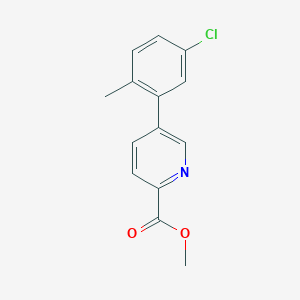 molecular formula C14H12ClNO2 B8807234 Methyl 5-(5-chloro-2-methylphenyl)picolinate 