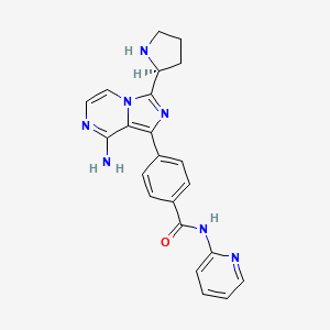 molecular formula C22H21N7O B8807481 (S)-4-(8-Amino-3-(pyrrolidin-2-yl)imidazo[1,5-a]pyrazin-1-yl)-N-(pyridin-2-yl)benzamide 
