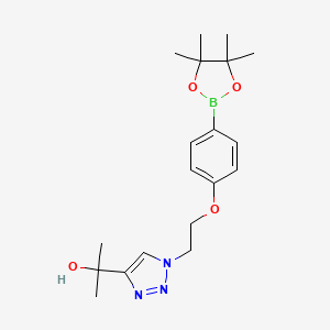 molecular formula C19H28BN3O4 B8807728 4-(2-(4-(2-Hydroxypropan-2-yl)-1,2,3-triazol-1-yl)ethoxy)phenylboronic acid, pinacol ester 