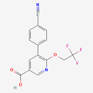 molecular formula C15H9F3N2O3 B8807743 5-(4-Cyanophenyl)-6-(2,2,2-trifluoroethoxy)nicotinic acid 