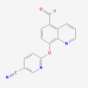 molecular formula C16H9N3O2 B8807780 6-((5-Formylquinolin-8-yl)oxy)nicotinonitrile 