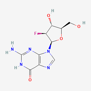 molecular formula C10H12FN5O4 B8807845 2-Amino-9-((2R,3S,4R,5R)-3-fluoro-4-hydroxy-5-(hydroxymethyl)tetrahydrofuran-2-yl)-1H-purin-6(9H)-one 