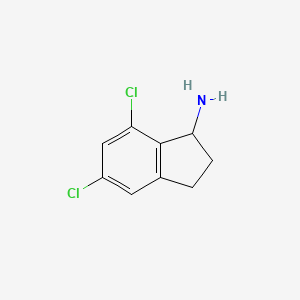 molecular formula C9H9Cl2N B8807892 5,7-Dichloro-indan-1-ylamine 