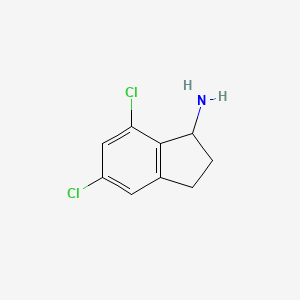 molecular formula C9H9Cl2N B8807892 5,7-dichloro-2,3-dihydro-1H-inden-1-amine 