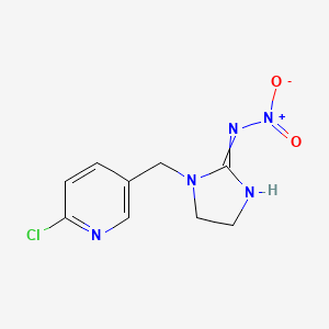 molecular formula C9H10ClN5O2 B8807932 2-Imidazolidinimine, 1-[(6-chloro-3-pyridinyl)methyl]-N-nitro- 