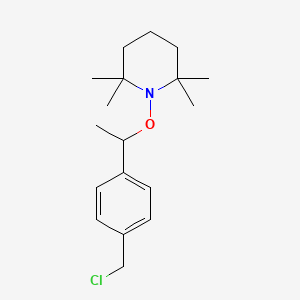 molecular formula C18H28ClNO B8807953 1-(1-(4-(Chloromethyl)phenyl)ethoxy)-2,2,6,6-tetramethylpiperidine 