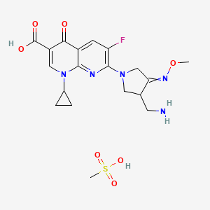 molecular formula C19H24FN5O7S B8807973 7-(3-Aminomethyl-4-methoxyiminopyrrolidin-1-yl)-1-cyclopropyl-6-fluoro-4-oxo-1,4-dihydro-1,8-naphthyridine-3-carboxylic acid methanesulfonate 