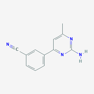 molecular formula C12H10N4 B8807981 3-(2-Amino-6-methylpyrimidin-4-YL)benzonitrile CAS No. 913322-66-4