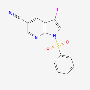molecular formula C14H8IN3O2S B8808020 3-iodo-1-(phenylsulfonyl)-1H-pyrrolo[2,3-b]pyridine-5-carbonitrile 