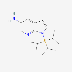 molecular formula C16H27N3Si B8808114 1H-Pyrrolo[2,3-B]pyridin-5-amine, 1-[tris(1-methylethyl)silyl]- CAS No. 651744-47-7