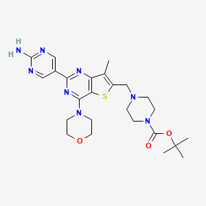 molecular formula C25H34N8O3S B8808429 Tert-butyl 4-((2-(2-aminopyrimidin-5-yl)-7-methyl-4-morpholinothieno[3,2-d]pyrimidin-6-yl)methyl)piperazine-1-carboxylate 