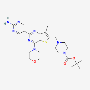 Tert-butyl 4-((2-(2-aminopyrimidin-5-yl)-7-methyl-4-morpholinothieno[3,2-d]pyrimidin-6-yl)methyl)piperazine-1-carboxylate