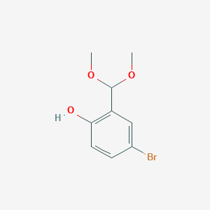 molecular formula C9H11BrO3 B8808610 4-Bromo-2-(dimethoxymethyl)phenol 