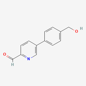 molecular formula C13H11NO2 B8808654 5-(4-(Hydroxymethyl)phenyl)picolinaldehyde 