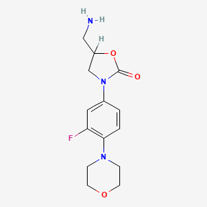 molecular formula C14H18FN3O3 B8808945 3-Fluoro-4-morpholinylphenyl-5-aminomethyl-1,3-oxazolidin-2-one 
