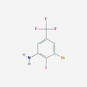 molecular formula C7H4BrF3IN B8809488 3-Bromo-2-iodo-5-(trifluoromethyl)aniline 