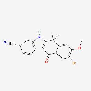 molecular formula C20H15BrN2O2 B8809648 9-Bromo-8-methoxy-6,6-dimethyl-11-oxo-6,11-dihydro-5H-benzo[b]carbazole-3-carbonitrile 