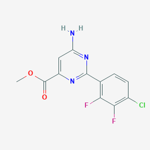 molecular formula C12H8ClF2N3O2 B8810328 Methyl 6-amino-2-(4-chloro-2,3-difluorophenyl)pyrimidine-4-carboxylate 