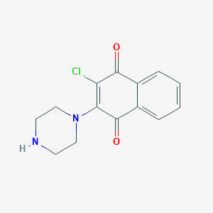 molecular formula C14H13ClN2O2 B8810722 1,4-Naphthalenedione, 2-chloro-3-(1-piperazinyl)- CAS No. 104309-89-9