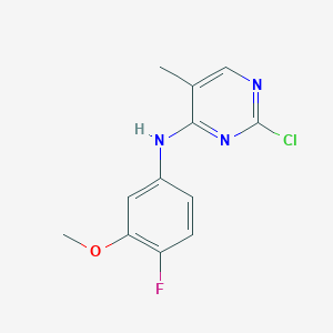 molecular formula C12H11ClFN3O B8811158 2-chloro-N-(4-fluoro-3-methoxyphenyl)-5-methylpyrimidin-4-amine 