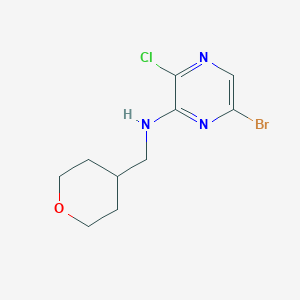 molecular formula C10H13BrClN3O B8811442 6-Bromo-3-chloro-N-((tetrahydro-2H-pyran-4-yl)methyl)pyrazin-2-amine 