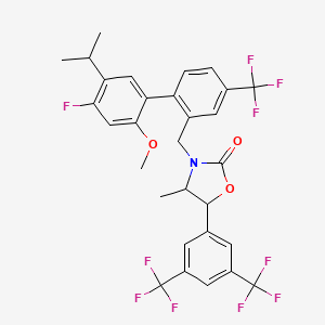 molecular formula C30H25F10NO3 B8812037 2-Oxazolidinone, 5-[3,5-bis(trifluoromethyl)phenyl]-3-[[4'-fluoro-2'-methoxy-5'-(1-methylethyl)-4-(trifluoromethyl)[1,1'-biphenyl]-2-yl]methyl]-4-methyl-, (4S,5R)- 