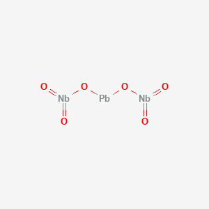 molecular formula Nb2O6Pb B088122 (Dioxoniobiooxy-lambda2-plumbanyl)oxy-dioxoniobium CAS No. 12034-88-7