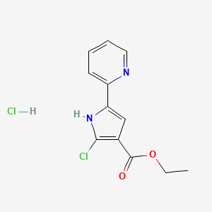 molecular formula C12H12Cl2N2O2 B8812418 Ethyl 2-Chloro-5-(2-pyridyl)-1H-pyrrole-3-carboxylate Hydrochloride 