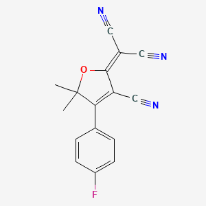 molecular formula C16H10FN3O B8812937 2-[3-Cyano-4-(4-fluorophenyl)-5,5-dimethyl-5H-furan-2-ylidene]malononitrile CAS No. 425604-51-9