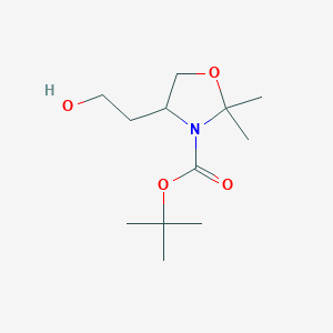 molecular formula C12H23NO4 B8813541 tert-Butyl 4-(2-hydroxyethyl)-2,2-dimethyloxazolidine-3-carboxylate 