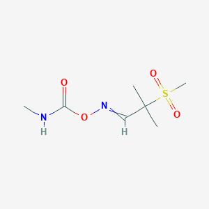 molecular formula C7H14N2O4S B8813683 [(2-methyl-2-methylsulfonylpropylidene)amino] N-methylcarbamate 