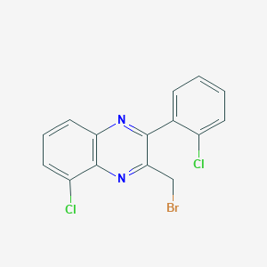 molecular formula C15H9BrCl2N2 B8813703 3-(Bromomethyl)-5-chloro-2-(2-chlorophenyl)quinoxaline 