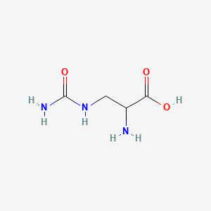 molecular formula C4H9N3O3 B8815523 Propionic acid, 2-amino-3-ureido- 
