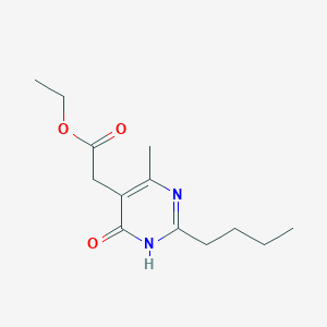 molecular formula C13H20N2O3 B8815794 Ethyl 2-(2-butyl-4-hydroxy-6-methylpyrimidin-5-yl)acetate 