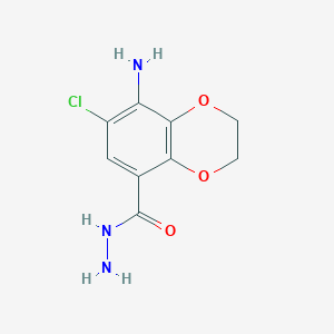 molecular formula C9H10ClN3O3 B8815803 8-Amino-7-chloro-2,3-dihydrobenzo[b][1,4]dioxine-5-carbohydrazide CAS No. 191024-18-7