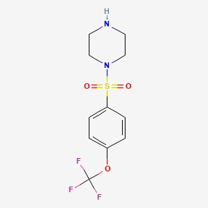 molecular formula C11H13F3N2O3S B8815811 1-{[4-(Trifluoromethoxy)phenyl]sulfonyl}piperazine CAS No. 756859-05-9