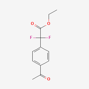 molecular formula C12H12F2O3 B8816038 2-(4-Acetylphenyl)-2,2-difluoroacetic acid ethyl ester 